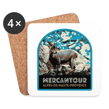 Mercantour-Gamsabzeichen: Alpine Fauna - Untersetzer (4er-Set) - Weiß - Vorne