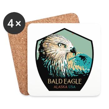 Portrait d’aigle à tête blanche d’Alaska - Dessous de verre (lot de 4) - blanc - Devant