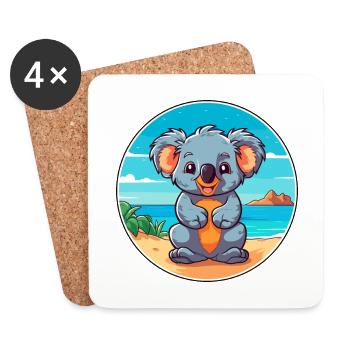 Koala Watercolor Cartoon Kawaii Clipart Animal - Coasters (set of 4) - white - Front