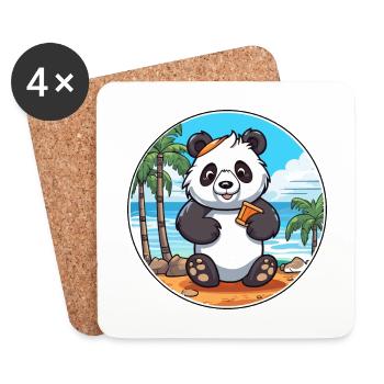 Panda Aquarelle Dessin Animé Kawaii Clipart Animal - Dessous de verre (lot de 4) - blanc - Devant