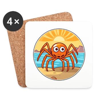Spinne Aquarell Cartoon Kawaii Clipart Tier - Untersetzer (4er-Set) - Weiß - Vorne