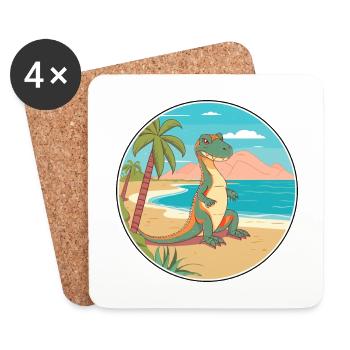 Lizard Watercolor Cartoon Kawaii Clipart Animal - Coasters (set of 4) - white - Front
