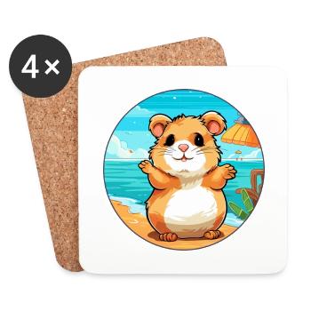 Hamster Watercolor Cartoon Kawaii Clipart Animal - Coasters (set of 4) - white - Front