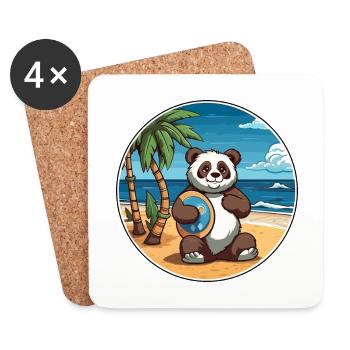 Panda Aquarell Karikatur Kawaii Clipart Tier - Untersetzer (4er-Set) - Weiß - Vorne
