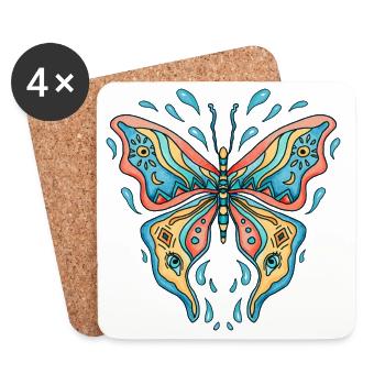  Schmetterling in Wasserfarben - Untersetzer (4er-Set) - Weiß - Vorne