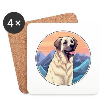 Berger anatolien chien race dessin animé kawaii waterc - Dessous de verre (lot de 4) - blanc - Devant