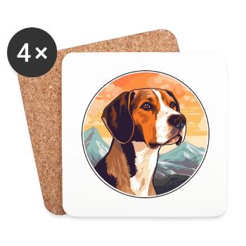American Foxhound Hunderasse Cartoon Kawaii Waterco - Untersetzer (4er-Set) - Weiß - Vorne