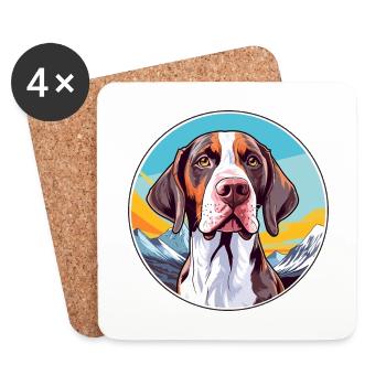 Ariege Pointer Hund Rasse Cartoon Kawaii Aquarell - Untersetzer (4er-Set) - Weiß - Vorne