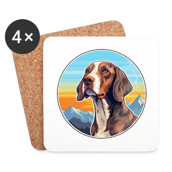 Auvergne Pointing Dog Breed Cartoon Kawaii Waterco - Coasters (set of 4) - white - Front