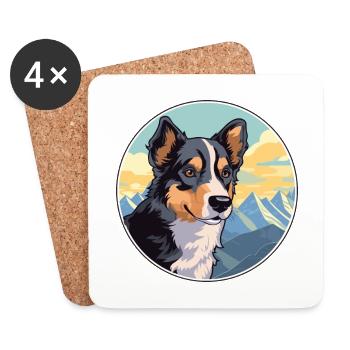 Black Tan chien race Cartoon Kawaii aquarelle - Dessous de verre (lot de 4) - blanc - Devant