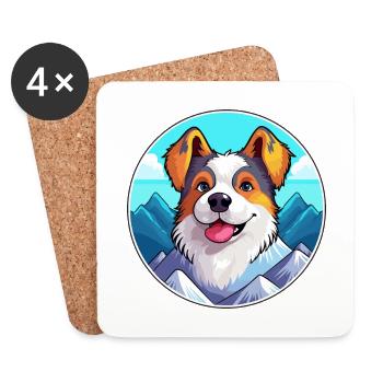 Billy Dog Breed Cartoon Kawaii Watercolor - Coasters (set of 4) - white - Front