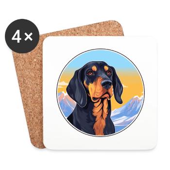 Schwarz und Tan Coonhound Hunderasse Cartoon Kawaii W - Untersetzer (4er-Set) - Weiß - Vorne