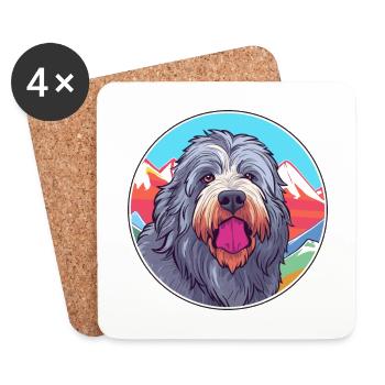 Bergamasco Shepherd Dog Breed Cartoon Kawaii Water - Coasters (set of 4) - white - Front