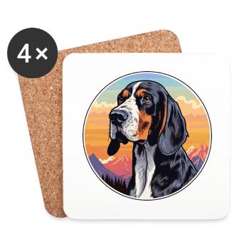 Black Forest Hound Dog Breed Cartoon Kawaii Waterc - Coasters (set of 4) - white - Front