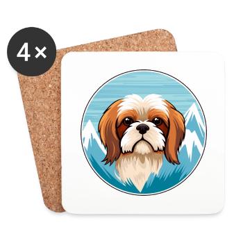 Briquet Griffon Vendéen Chien Race Cartoon Kawaii W - Dessous de verre (lot de 4) - blanc - Devant