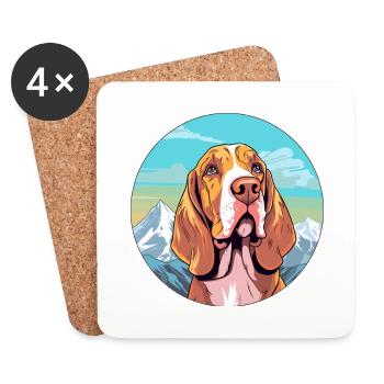 Bracco Italiano race de chien dessin animé kawaii Watercolo - Dessous de verre (lot de 4) - blanc - Devant