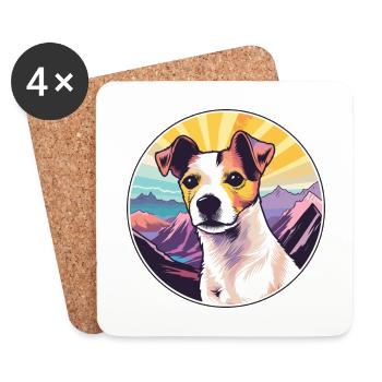 Terrier brésilien race de chien dessin animé kawaii Waterco - Dessous de verre (lot de 4) - blanc - Devant