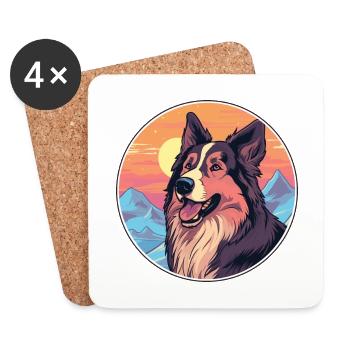 Carpathian Shepherd Dog Breed Cartoon Kawaii Water - Coasters (set of 4) - white - Front