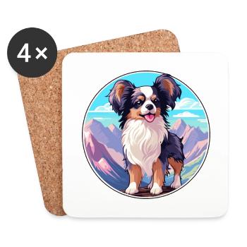 Continental Toy Spaniel Dog Breed Cartoon Kawaii W - Coasters (set of 4) - white - Front