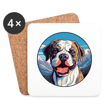 Cordoba Fighting Dog Breed Cartoon Kawaii Watercol - Coasters (set of 4) - white - Front