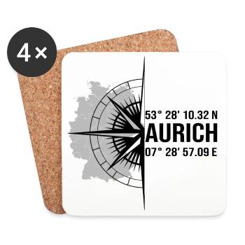 Koordinaten Aurich - Untersetzer (4er-Set) - Weiß - Vorne