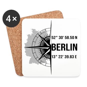 Koordinaten Berlin - Untersetzer (4er-Set) - Weiß - Vorne