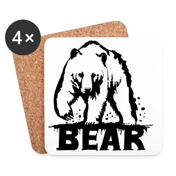 Bear Pawing [Black] - Coasters (set of 4) - white - Front