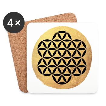 Cercle de Yoga Fleur de Vie Motif Or om Namaste - Dessous de verre (lot de 4) - blanc - Devant