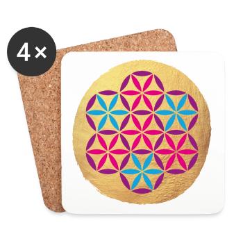 Yoga Colorful Gold Circle Meditation om Namaste - Coasters (set of 4) - white - Front