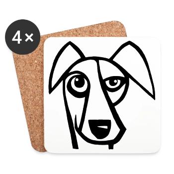 Drôle de chien noir - Dessous de verre (lot de 4) - blanc - Devant