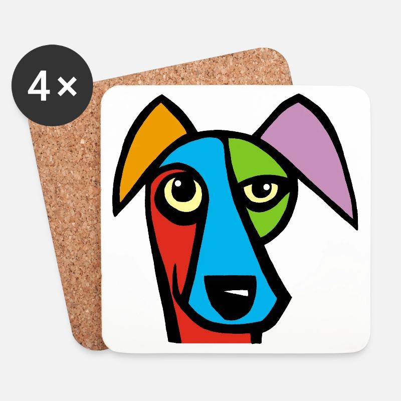 Lustiger Hund - Untersetzer (4er-Set) - Weiß