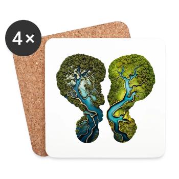 Changement climatique Poumons Forêt Rivière Environnement Chemise - Dessous de verre (lot de 4) - blanc - Devant