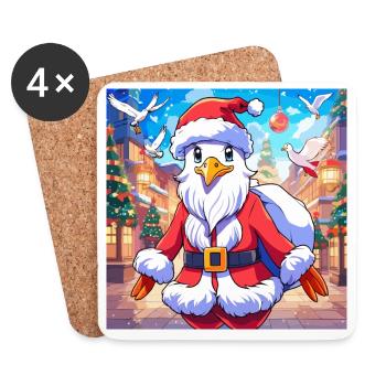 Seagull, Santa Claus, Christmas, St. Nicholas, Christmas - Coasters (set of 4) - white - Front