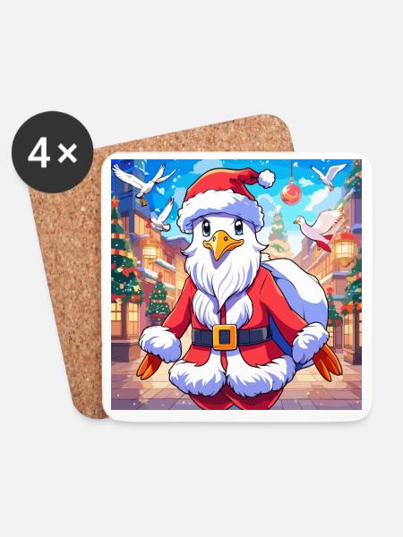 Möwe Weihnachtsmann Weihnachten Nikolaus Weihnacht - Untersetzer (4er-Set) - Weiß