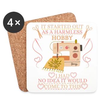 Es begann als harmloses Hobby Quilten - Untersetzer (4er-Set) - Weiß - Vorne