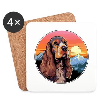 Anglais Cocker Épagneul chien race Cartoon Kawaii Wa - Dessous de verre (lot de 4) - blanc - Devant