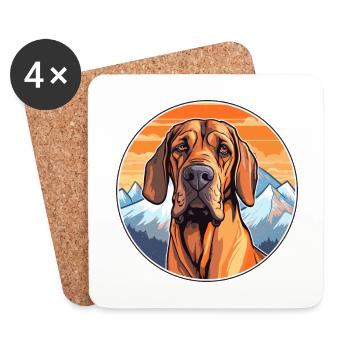 Brasileiro chien race dessin animé Kawaii aquarelle - Dessous de verre (lot de 4) - blanc - Devant
