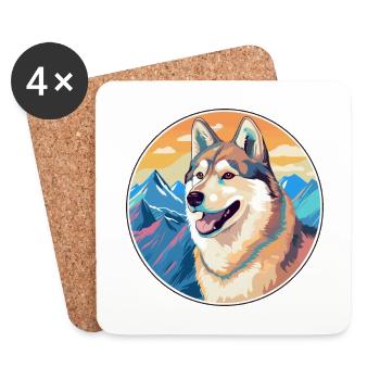 Sibérie orientale Laika chien race Cartoon Kawaii eau - Dessous de verre (lot de 4) - blanc - Devant