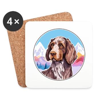 German Wirehaired Pointer Dog Breed Cartoon Kawaii - Coasters (set of 4) - white - Front