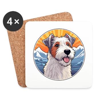Goéland Terrier chien race dessin animé Kawaii aquarelle - Dessous de verre (lot de 4) - blanc - Devant