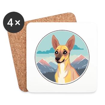 Känguru Hunderasse Karikatur Kawaii Aquarell - Untersetzer (4er-Set) - Weiß - Vorne
