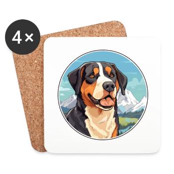 Greater Swiss Mountain Dog Breed Cartoon Kawaii Wa - Coasters (set of 4) - white - Front