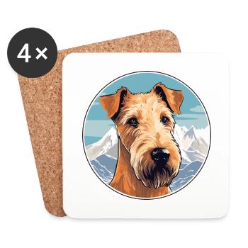Irish Terrier Dog Breed Cartoon Kawaii Watercolor - Coasters (set of 4) - white - Front