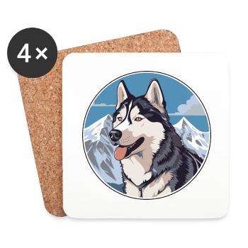 Husky Hunderasse Cartoon Kawaii Aquarell - Untersetzer (4er-Set) - Weiß - Vorne