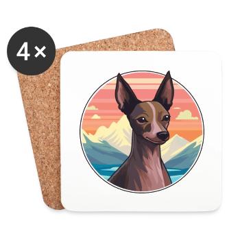 Inca Hairless Dog Breed Cartoon Kawaii Watercolor - Coasters (set of 4) - white - Front