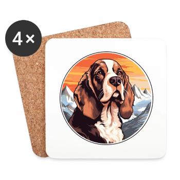 Grand Anglo Francais Dog Breed Cartoon Kawaii Wate - Coasters (set of 4) - white - Front