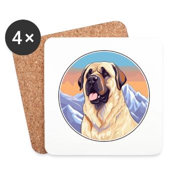 Kangal chien race dessin animé Kawaii aquarelle - Dessous de verre (lot de 4) - blanc - Devant