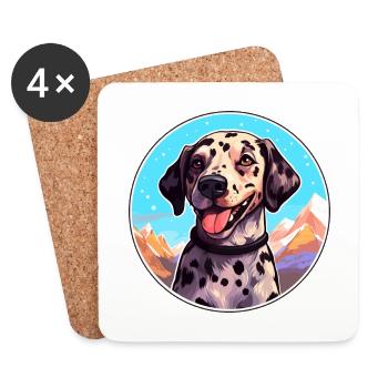 Léopard Cur chien race dessin animé Kawaii aquarelle - Dessous de verre (lot de 4) - blanc - Devant