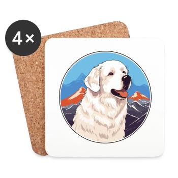 Kuvasz Ungarische Hunderasse Cartoon Kawaii Watercol - Untersetzer (4er-Set) - Weiß - Vorne