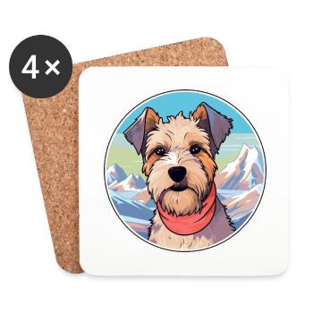 Lucas Terrier chien race dessin animé Kawaii aquarelle - Dessous de verre (lot de 4) - blanc - Devant